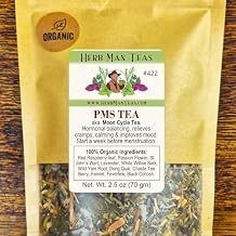 MOON CYCLE PMS TEA Period Tea for Monthly Comfort & Healthy Cycle Support Chaste Tree Berry, Red Raspberry Leaf & Dong Quai Herbal Blend Organic Loose Leaf Formulated by Master Herbalist