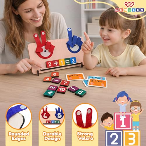 Image of Wembley Educational Math Learning Toy for Kids 3-5 Years | Montessori Toys with Foldable Finger Counting Hands | Number Blocks Counting Game | Learn Addition & Subtraction | Gift for Boys & Girls