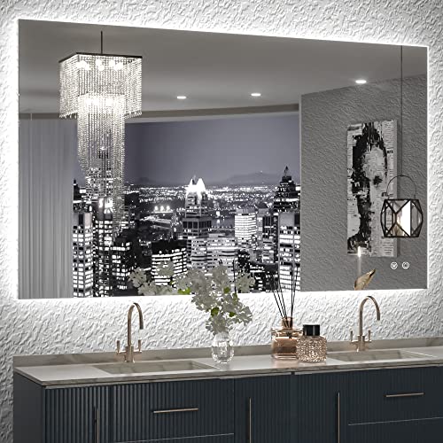 Tetote 40 X 24 Inch Led Backlit Bathroom Vanity Mirror With Light,Anti-Fog,Dimmable,Cri90+,Touch Button,Water Proof,Horizontal/Vertical,Wall Mounted Lighted Mirror #TOP14