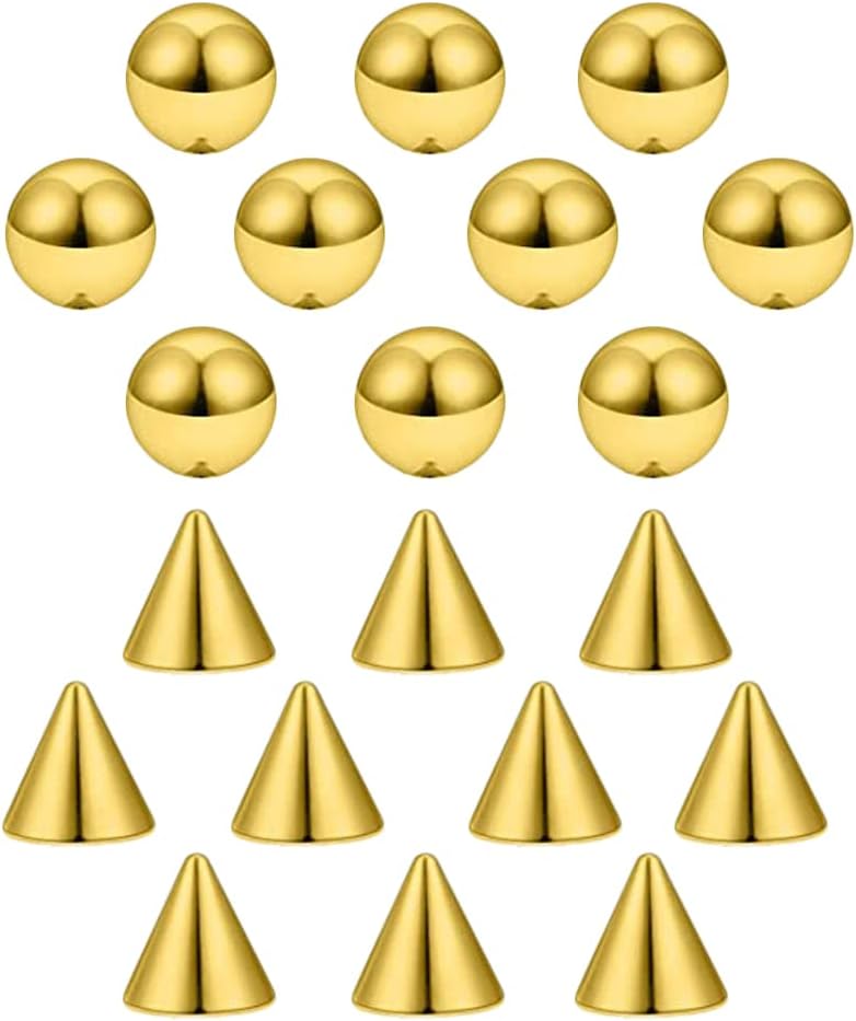 Fake Eyebrow Nose Lip Ring Labret Studs Stainless Steel Replacement Balls Spike with 20pcs Sticker Non-Piercing Body Jewelry Fake Skin Sticker Piercing