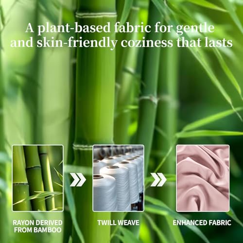 Shilucheng 100% Viscose Derived from Bamboo_ Sheets Queen Size 4pcs - Ultra Cooling & Silky Soft Bed Sheets, 16" Deep Pocket, Perfect for Hot Sleepers, Hotel Bedding Sheets (Light Pink)