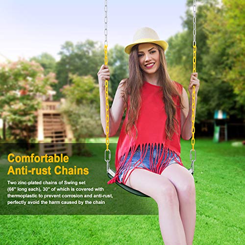 image for AGPTEK Swing Set, Seat with 66 Inch Anti-Rust Chains Thermoplastic Coa