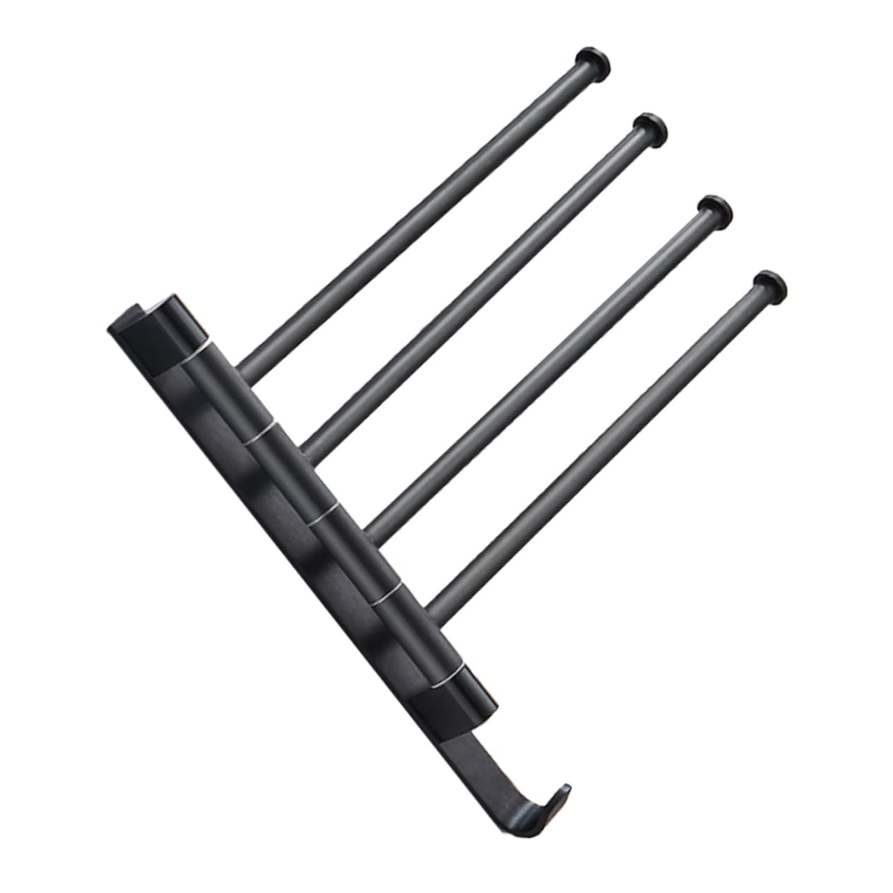 Porte-serviettes noir industriel mural pivotant gain de place 4 barres