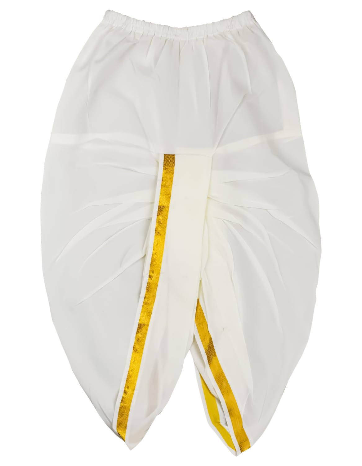 NITHILA CREATIONS Kerala Cotton Kasavu Mundu Dhoti for Boys, Offwhite with Golden Border, Traditional Mundu (Offwhite)