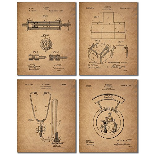 Nurse Patent Prints - Set Of 4 Vintage Wall Art Photos