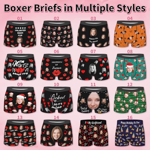 Custom Men's Boxer Briefs Socks with Girlfriend Wife Women's Pet Photo Face Personalized I Love You Underpants Gift3