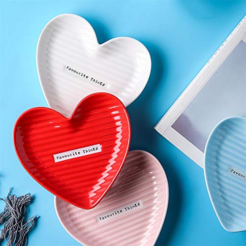 Surveel 4 Pieces Stylish Ceramic Heart Shaped Plate For Dinner Steak Salad 7.9 Inch White Dessert Dish Durable Dishwasher Safe #TOP4