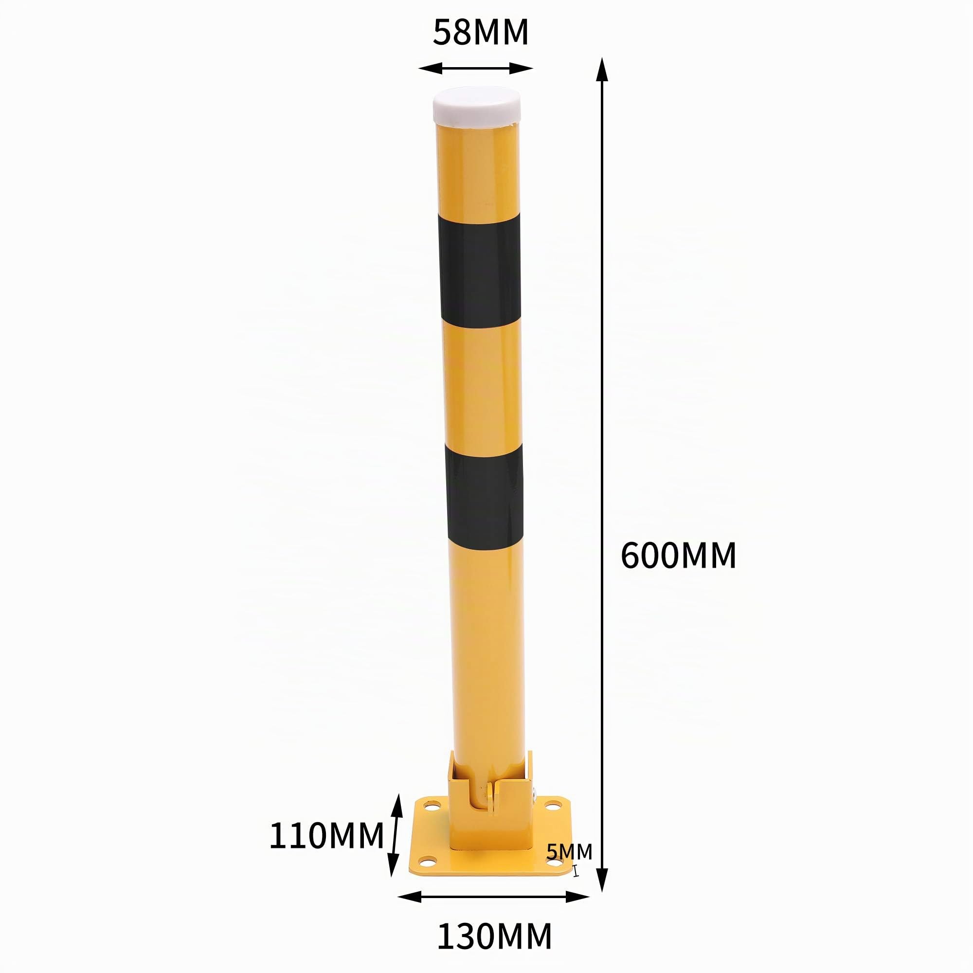TOPWAY Borne de Verrouillage d'Espace de Stationnement de Voiture Pliante Poste de Barrière de Stationnement avec Serrure, Jaune et Noir, 60cm de Hauteur (Budget)