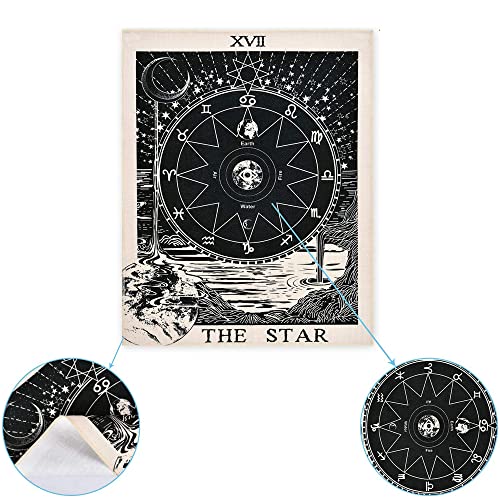 ZJYY 3 Stück Schwarze Tarotkarten Wandtuch, Tarot Banner Wandbehang, Wandteppich Mit Sternen und Mond, Wandteppiche, mit Nägeln, Geeignet für Schlafzimmer, Wohnzimmer, Wanddekoration