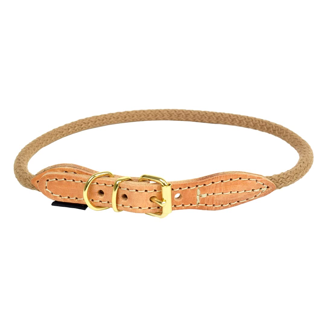 duvoplus, Halsband aus robustem und weichem Nylon mit Leder-Finish GA me Explor Forest, Größe XL, 62, 66 cm/8 mm, Farbe Taupe