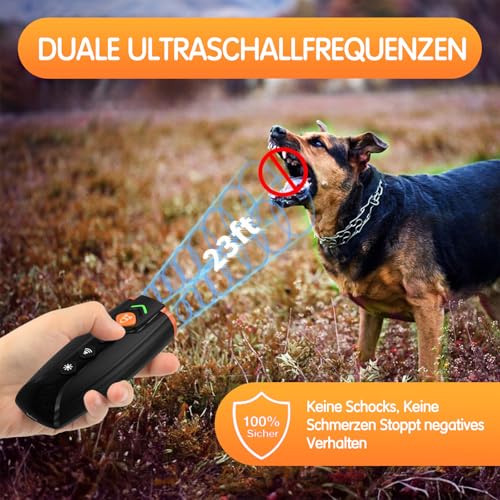 Antibellhalsband für Hunde, Anti-Bell-Gerät für Hunde, Wiederaufladbar Antibell Ultraschall Gerät mit 4 Modi, LED-Taschenlampe, 7m Reichweite, für kleine, Mittelgroße und Große Hunde (Schwarz.)