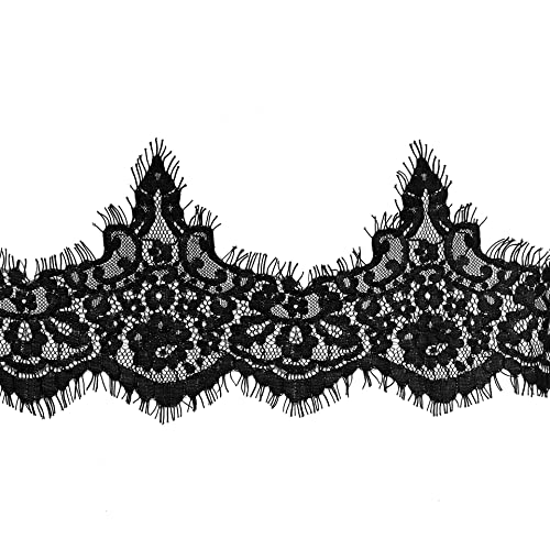 xingmo 3m Dentelle Garniture Bordure en Dentelle Dentelle De Broderie Florale, Dentelle Bordure 16cm (Noir) Cover