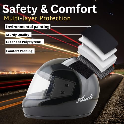 Image of Sage Square Audi Full Face Clear Visor Helmet | ISI Certified | High Standard Safety | Extra Comfort & Stylish