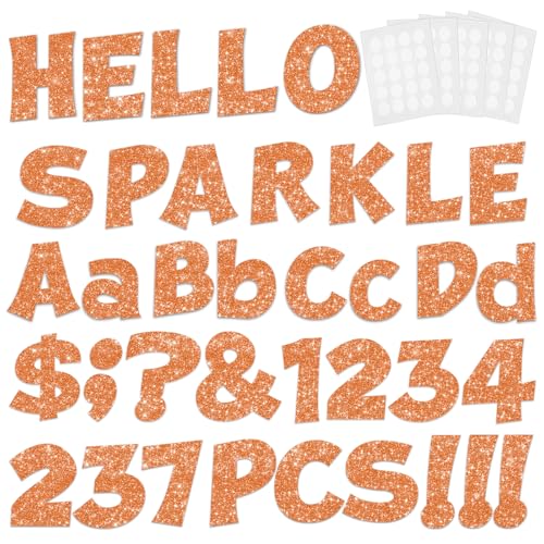 Image of 237 Pcs Glitter Bulletin Board Letters, Numbers and Punctuation 4 Inch