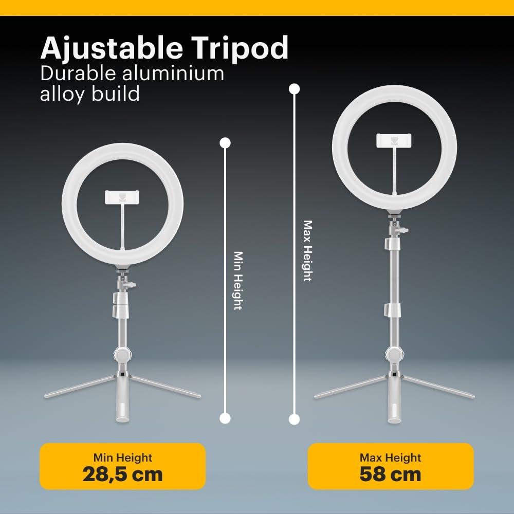 KODAK LED Selfie Ring Light - Treppiede, per Smartphone, Fotocamere DSLR Compatte, Action Cam, con Telecomando, Luminosità e Bilanciamento dei Colori Regolabili, 1600 Lumen - Bianco