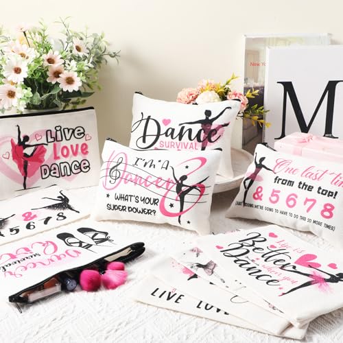 Irenare 30 Pcs Dancer Appreciation Gifts for Women Canvas Makeup Bags Cosmetic Dance Kit Travel Toiletry Case Pencil Toiletry Zipper Pouch Bag Thank You Gift Class Prizes Gifts4