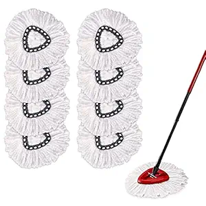 Yision Spin Mop Replacement Heads,100% Microfiber Spin Mop Refills Heads,360 degreeMicro Replacement Mop Head for Easy House Cleaning Floor Mopping(8-Pack,White)