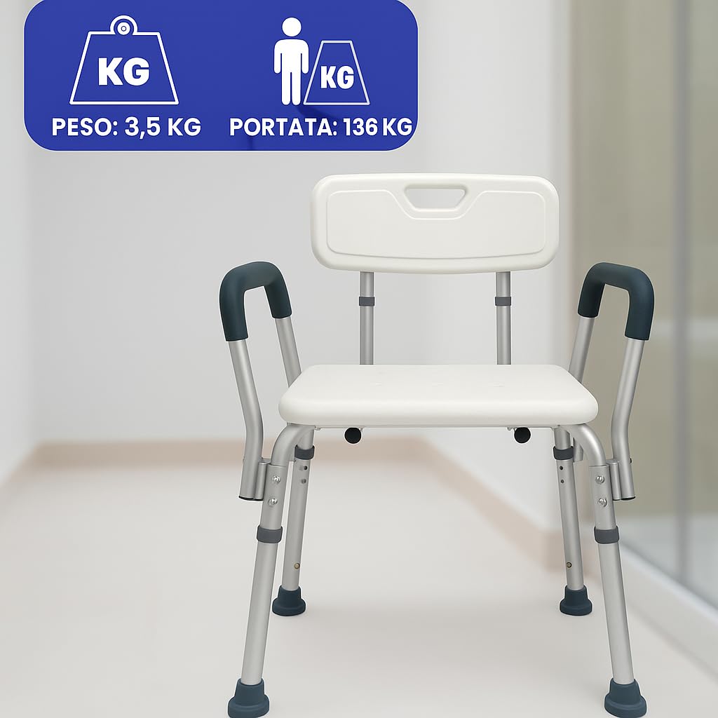 APP LIFE Sedia per Doccia, Dispositivo Medico di Classe I, Sedia per Anziani, Sedile Vasca da Bagno, Sedia Doccia, Sgabello Bagno