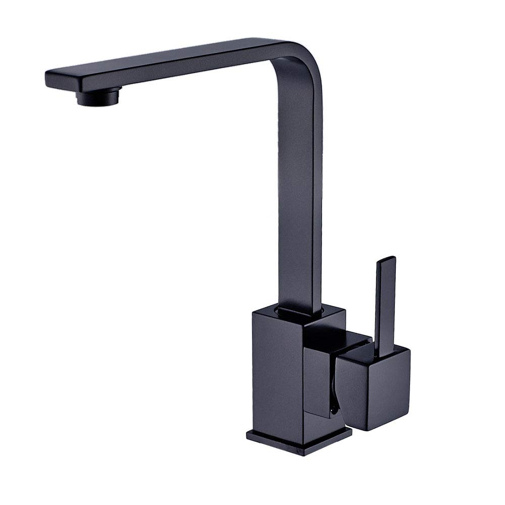 Mitigeur de cuisine noir rotatif 360 design caoutchouc monté sur pont