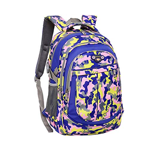 Sac À Dos Étanche École De Haute Qualité À Dos en Nylon École Sacs pour Garçons Filles Camouflage Sacs À Dos Grande Capacité Bookbag Enfants Rucksack, Camouflage Jaune