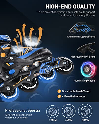 Eodora Kids Inline Skates Adjustable-Boys Girls Roller Blades Skates For Youth Children Ladies, Women Inline Roller Skates With Light Up Wheels For Indoor & Outdoor Use, Beginner Fun Flashing Skates #TOP5