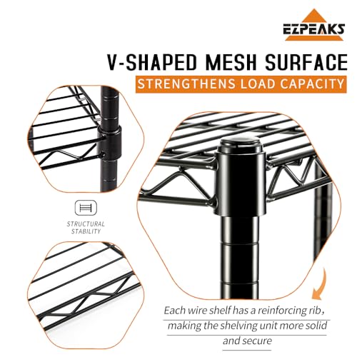 Image of EZPEAKS 2-Pack Storage Shelves, 3-Shelf Shelving Unit with 3-Shelf Liners, Adjustable Rack, 30''W x 14''D x 30''H Steel Wire Shelves, Shelving Units and Storage for Kitchen and Garage