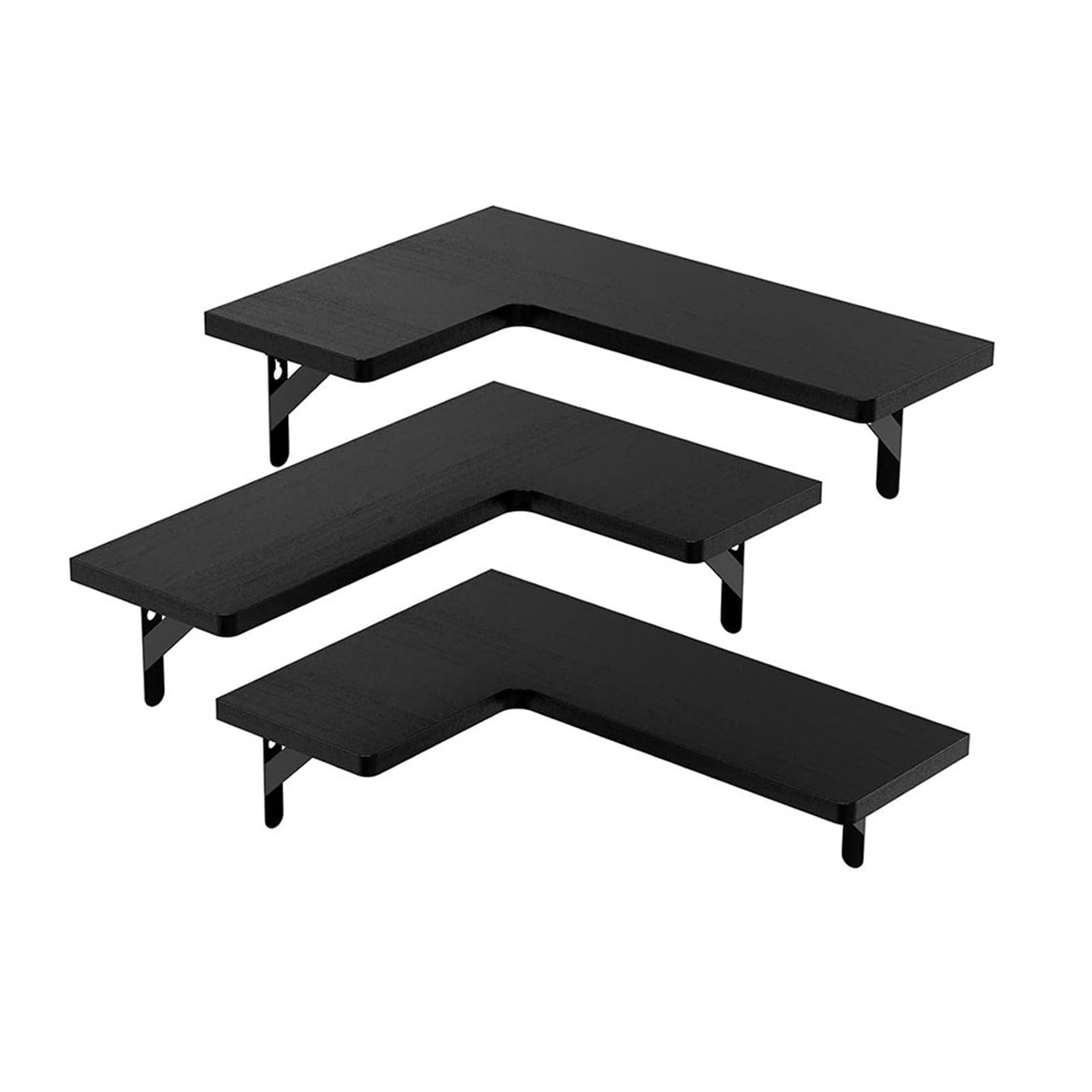 Buxuaaaa Black Wall Mount Floating Corner Shelves Decorative Corner Floating Shelves Sturdy Wood Wall Mount For Organizing Easy Install