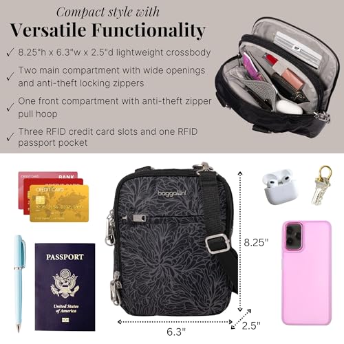 Image of Baggallini Securtex Anti-theft Mini Everything Crossbody Bag, 6.3 inchx8.25 inch Rfid, Locking Zippers & Cut-resistant Strap