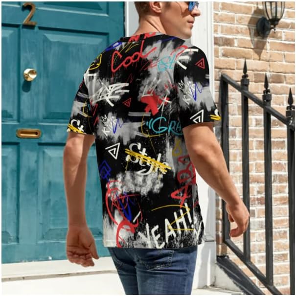 Miniatura 5 de Camiseta retro de los años 80 y 90 para hombre, camisas grandes y altas de hip hop, camisas de manga corta para hombre