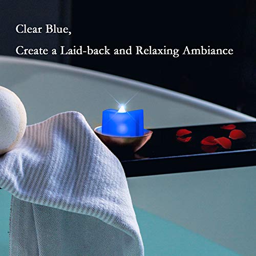 Homemory 24Pack Blue Tea Lights Candles, Flameless Flickering Led Candles Battery Operated, Navy Blue Tea Lights, Blue Base, Batteries Included #TOP4