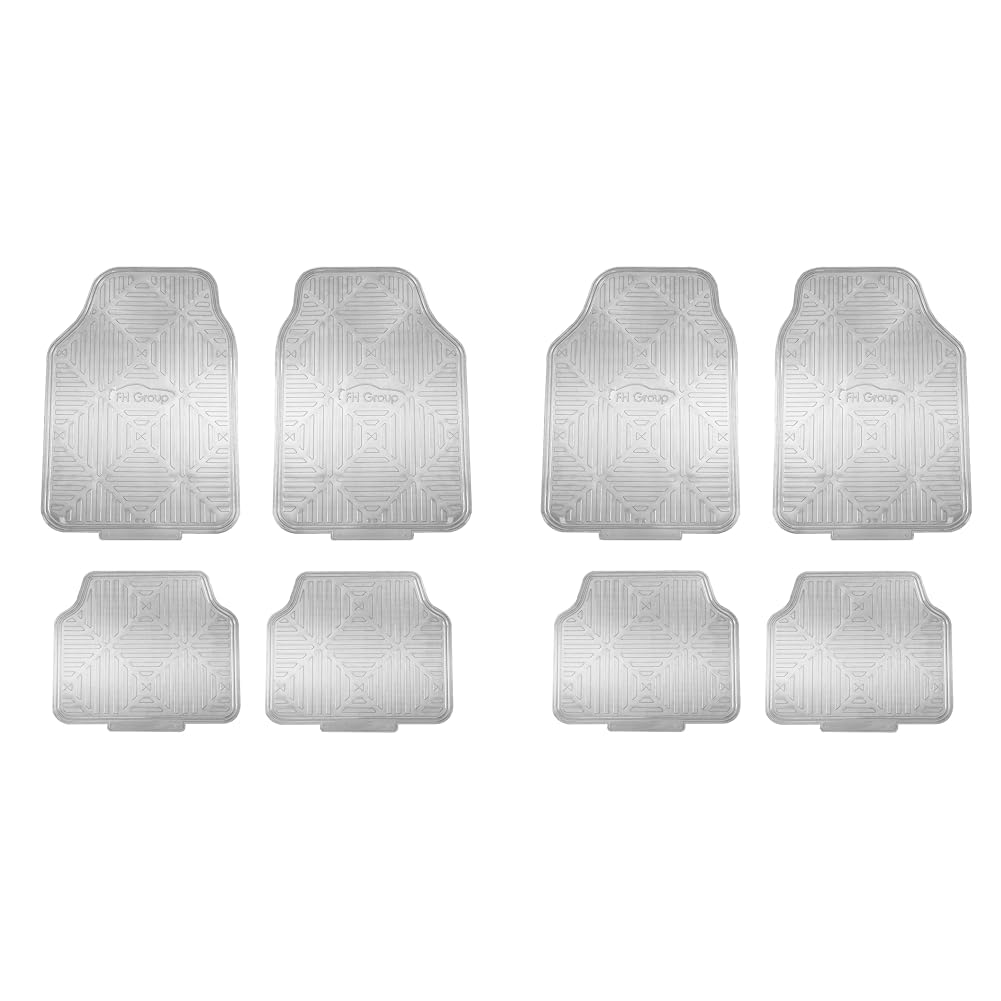 FH Group Automotive Floor Mats - Heavy-Duty Metallic Rubber Floor Mats for Cars, Universal Fit Full Set, ClimaProof Floor Mats, Trimmable Floor Mats for Most Sedan, SUV, Truck Floor Mats Silver