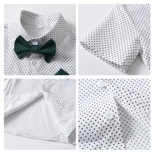Image of Volunboy Baby Boy Formal Short Set Toddler Summer Gentleman Outfit Kid Short Sleeve Bowtie Shirt Suspender Shorts Suit