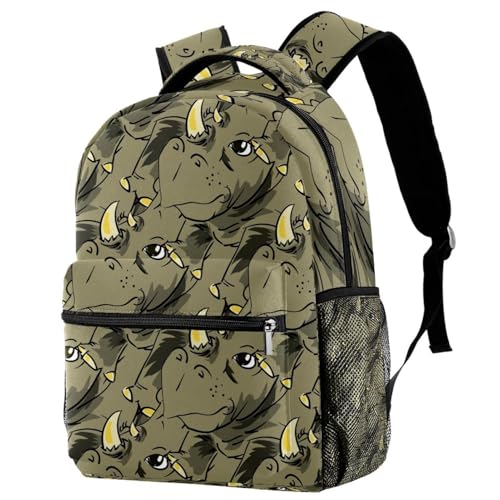 Sac à dos rhinocéros africains multicolore pour école et voyage décontracté 40cm
