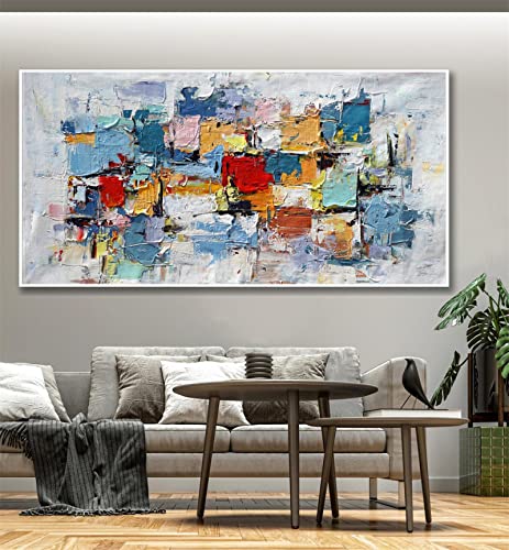 Toile minimaliste grand bleu blanc pour salon moderne 80x160cm