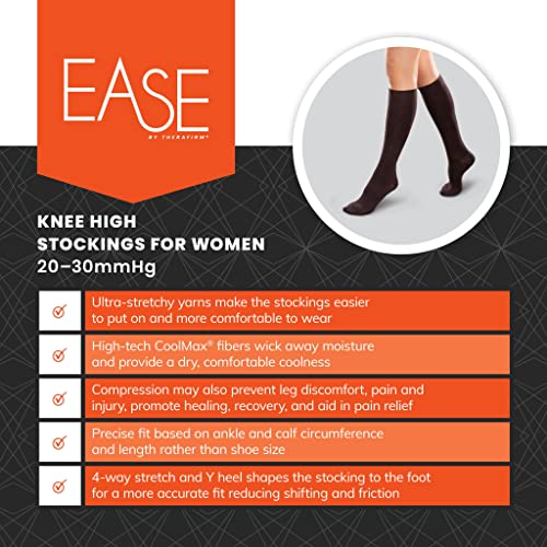 Ease Opaque Women's Knee High Support Stockings - 20-30mmHg Moderate Graduated Compression Nylons - Short and Long3