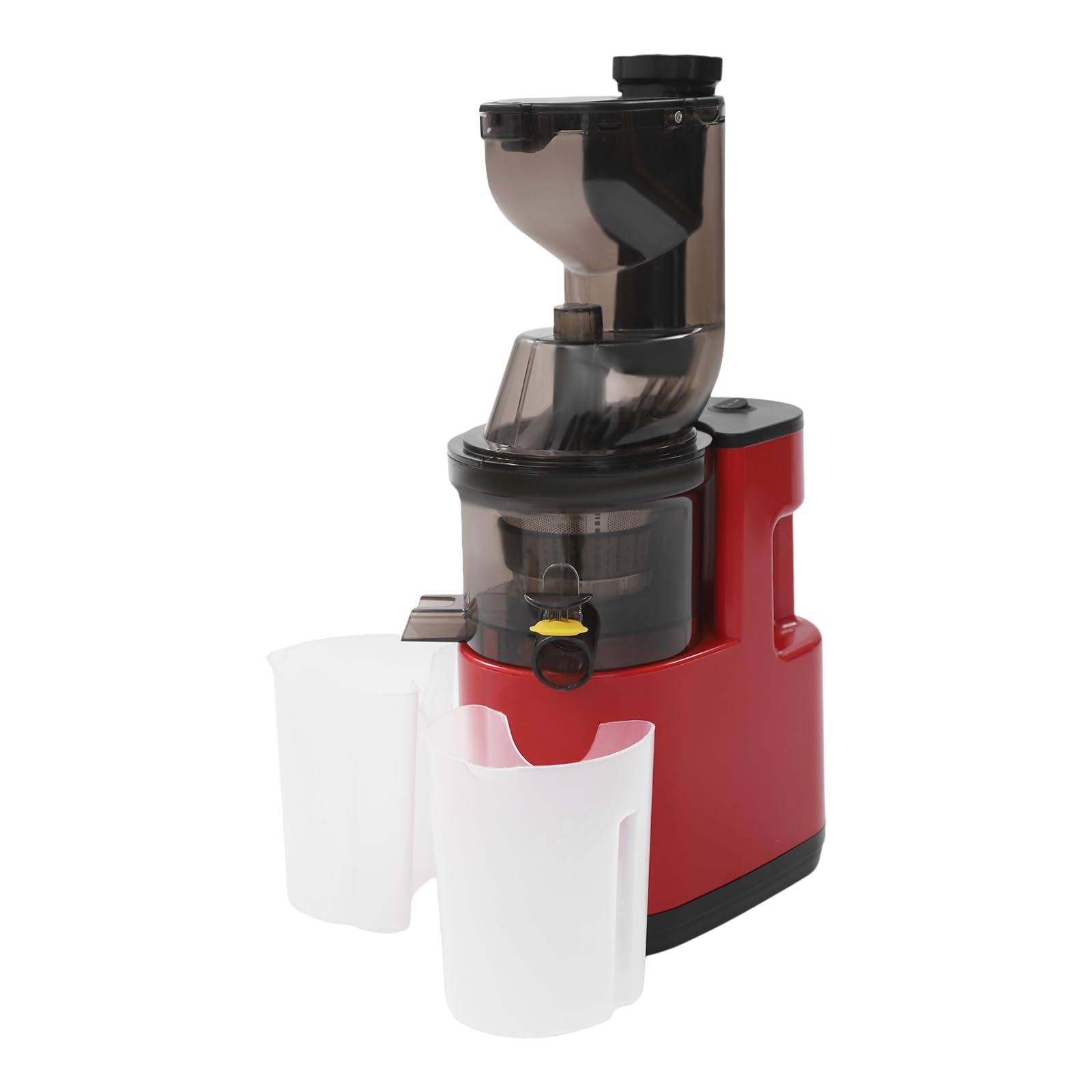 Presse-agrumes, électrique, en acier inoxydable, avec tasse de 400 ml, Slow Juicer, 65 à 80 tr/min, extracteur de jus pour légumes et fruits, grande ouverture d'alimentation, raccord de