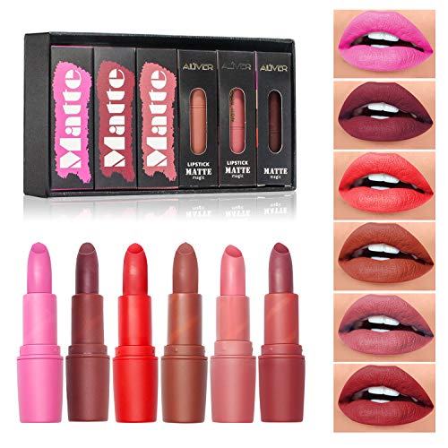 Moisturizing Lipstick,6 Colors Lipsticks Set Matte for Girls Women Waterproof Long-Lasting Moisturizing Makeup Lipsticks,Nude and Natural Color Dark