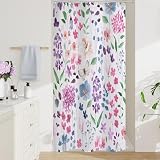 Litabel Small Colorful Floral Shower Curtain, Plant Leaves with Flower Shower Curtains for Colorful Bathroom Decor, Modern Farmhouse Waterproof Botanical Bathroom Curtain 36x72 Inch