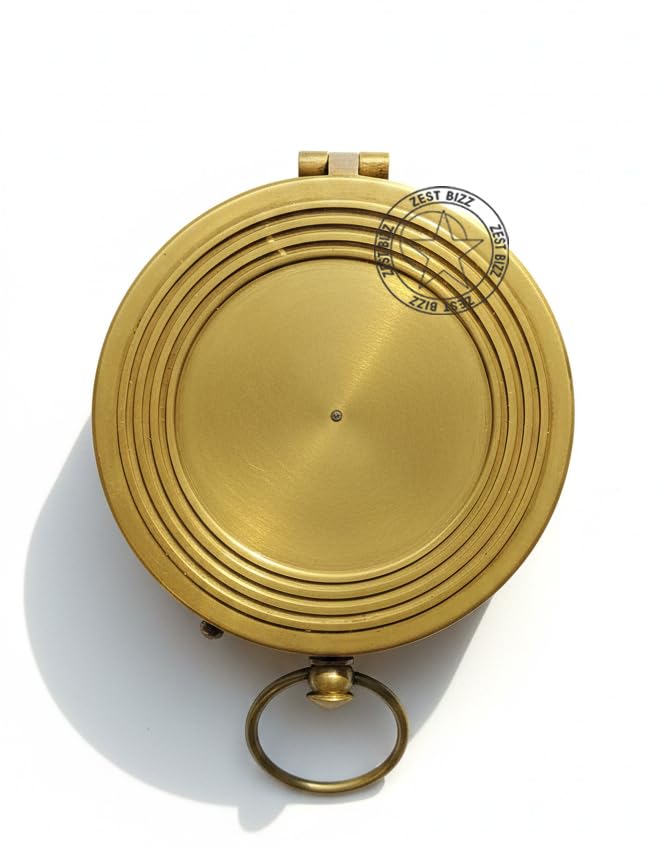 Brújula redonda antigua de latón de 3 pulgadas tipo reloj de sol para regalo miniatura 5