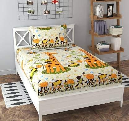 Glace Cotton Fitted Bedsheets - Multicolor Set -1