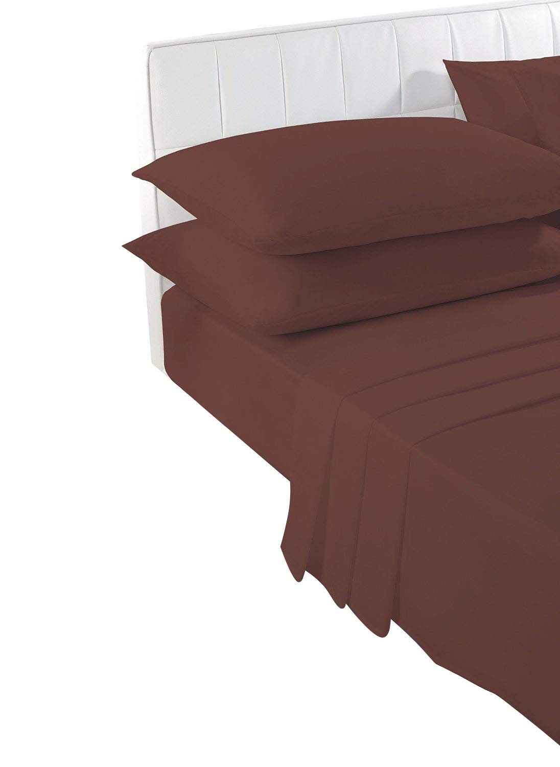 voice 7 Chocolate Super King FLAT Bed Sheet - Plain Dyed Poly Cotton Percale Quality Flat Sheets (Choco - Super-King Flat)