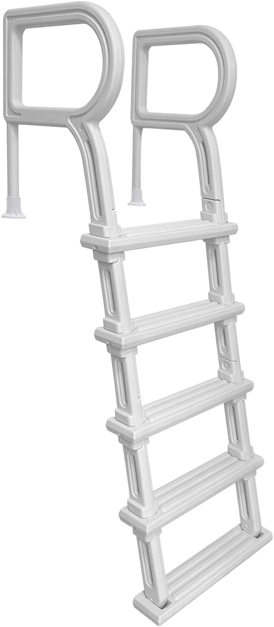 Swimming Pool Ladder, 5 Step Pool Ladder with Double Handrails Stair and Non-Slip Steps for 48-54 in Inground & Above-Ground Pools, 400 lbs Capacity, White