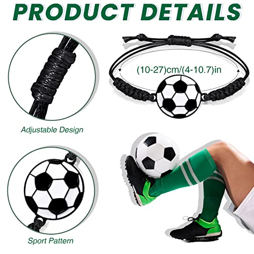 Lorfancy 24Pcs Soccer Bracelets Girls Boys Soccer Party Favors Gifts Adjustable Charm Bracelet Women Men Teens Woven Cord Bracelets Soccer Players (Soccer) #TOP1