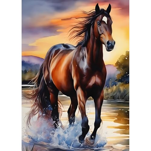 Jawecci Cheval Diamond Painting pour Adulte Débutant, Complet Peinture Diamant Broderie Canevas 5D Diamant Point De Croix, Diamond Art Swing Diamond Peinture Home Decor...