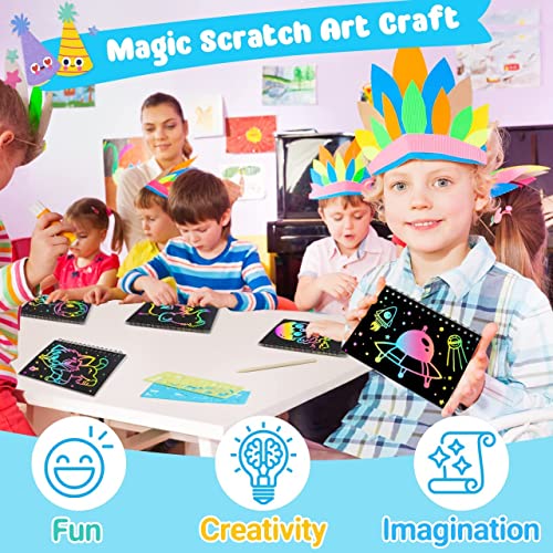 ZMLM Scratch Cuadernos de papel Art-Craft: 16 Pack Arco Iris Fiesta Favores Bloc de notas a granel para los niños de 3-12 años Negro Arte Suministros Niña Niño Cumpleaños Regalo