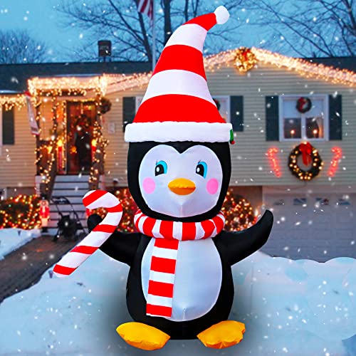 SEASONBLOW-Pingouin-de-Noel-gonflable-avec-echarpe-et-bonbons-Decoration-pour-jardin-jardin-maison-fete-interieur-ou-exterieur-decoration-de-Noel SEASONBLOW - Pingouin de Noël gonflable avec écharpe et bonbons - Décoration pour jardin, jardin, maison, fête, intérieur ou extérieur, décoration de Noël – Image 3