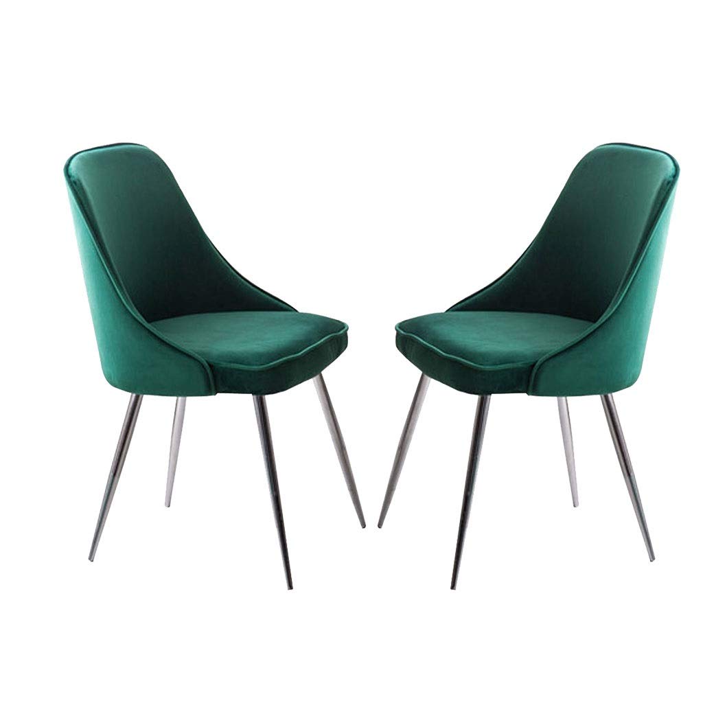 SJIALEN 1/2/4pcs Kitchen Dining Chairs,for Office Lounge Dining Kitchen Bedroom with Backrest Soft Cushion Velvet Reception Chair Kitchen Chair (Color : Green, Size : 2pcs)
