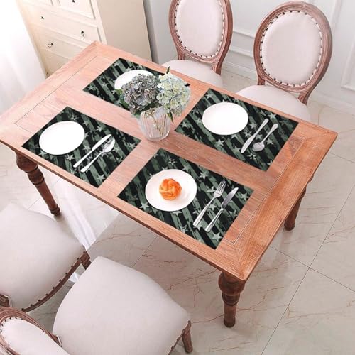 Set de table en PVC lot de 6 lavables 30x45cm vert et noir pour salle à manger