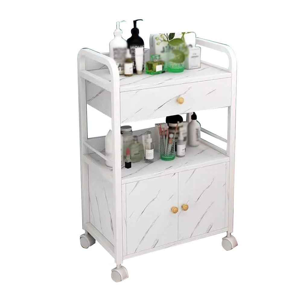 JKJZSALJ Salon Trolley Cart Barber Stations Storage Cabinet With Wheels Utility Salon Rolling Trolley For Hair Stylist Tattoo Manicure Facial Tool Holder Station,A,55x33x80cm