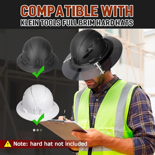 Hard Hat Sun Shade Visor Compatible with KLEIN TOOLS Full Brim Hard Hat, Sun Protection and Reduce Glare for Construction, Roofing, Landscaping and Outdoor Work, Lightweight, Unisex Fit - Thumbnail 4